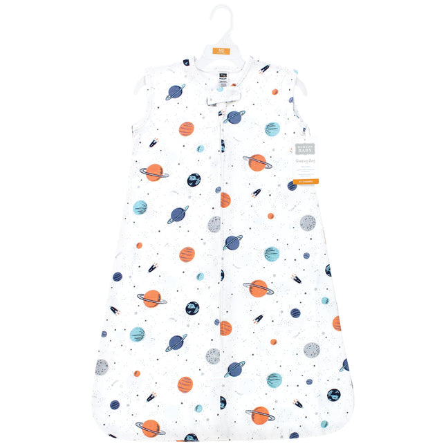 Hudson Baby Unisex Baby Cotton Sleeveless Wearable Sleeping Bag, Sack, Blanket, Space, 6-12 Months
