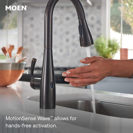 Moen Arbor Motionsense Wave Touchless One-Handle High Arc Pulldown Kitchen Faucet Featuring Reflex, Oil Rubbed Bronze (7594EWORB), 3.63x26.63x14.25