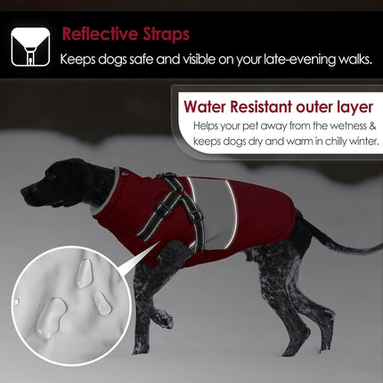AOFITEE Dog Winter Coat with Harness Waterproof Dog Jacket for Medium Dogs