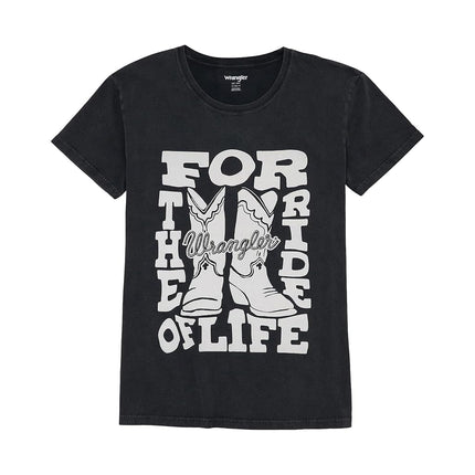 Wrangler Womens Retro Ride of Life Graphic Tee, Grey, M