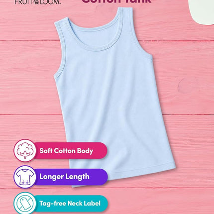 Fruit of the Loom Girls' Undershirts (Camis & Tanks), Toddler Tank - 10 Pack - Assorted, 4-5T