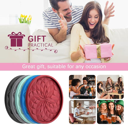 ME.Fan Silicone Coasters [6 Pack] Coasters with Holder - Drinking Coasters - Cup Mat for Drinks - Live for Hot or Cold Drink Thickened, Non-Slip, Non-Stick, Deep Tray Orange
