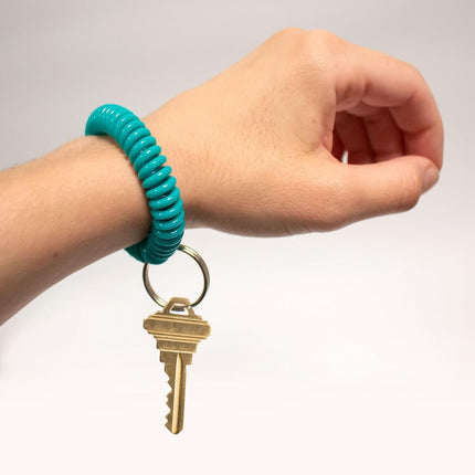 Lucky Line 5 x Spiral Wrist Spool with Steel Key Fob Flexible Stretch to 12" Teal (4103805)