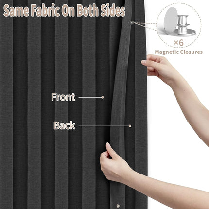 Vatge Doorway Curtains Privacy - Black Curtains for Closets Without Doors Room Divider for Doorway, Hanging Privacy Curtain Wall for Room Separation,1 Panel with Tieback, W52 x L78, Black