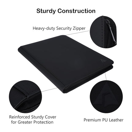 Rayvol Premium 16-Pocket Card Binder - Fits 1408 Trading Cards, Side Loading Ringless Card Collection Album for TCG and Sports Cards