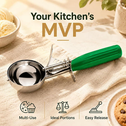 Cookie Scoop Set, Ice Cream Scoop Set, 3 PCS Ice Cream Scoops Trigger Include Large Medium Small Size Cookie Scoop, Polishing Stainless Steel 18/8 Melon Scooper - Elegant Package