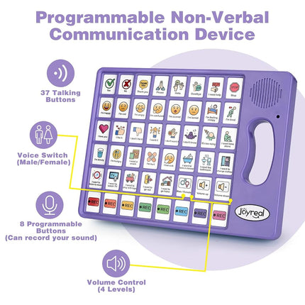 Joyreal AAC Device for Autism, Non Verbal Communication Tools for Speech Therapy & Stroke Rehab. Speech Communication Tablet, Autism Talking Aids with 8 Programmable Buttons & Adjustable Volume