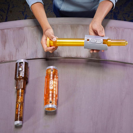 Star Wars Lightsaber Forge Kyber Core Jedi Knight Yord Fandar, Officially Licensed Yellow Customizable Electronic Lightsaber, Toys for 4 Year Old Boys and Girls & Up
