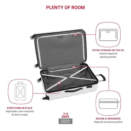 Maleta expandible rígida SwissGear 7366 con ruedas giratorias, blanco, para facturar-Mediana 23 pulgadas