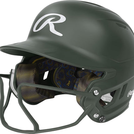 Rawlings | MACH HI-VIZ Fastpitch Softball Batting Helmet | Face Guard Attached | Dark Green | Junior - 6 3/8" - 7 1/8"