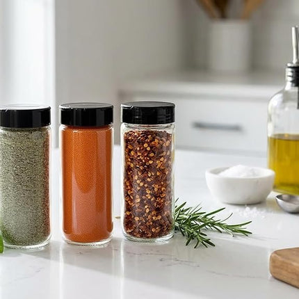JARMING COLLECTIONS 16oz Glass Spice Shakers with Lids – Set of 2 Large Seasoning Containers with Shaker Tops for Kitchen, Pantry & Herb Storage