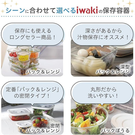 iwaki F-PRN7-UCL Heat Resistant Glass Storage Containers, Urban Clear, 7-Piece Set, Pack & Range