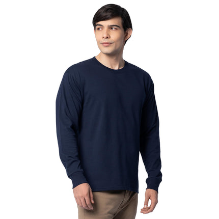 Fruit of the Loom Mens Eversoft Cotton Long Sleeve T Shirts, Breathable & Moisture Wicking with Odor Control, Sizes S-4x, Long Sleeve - Navy, M