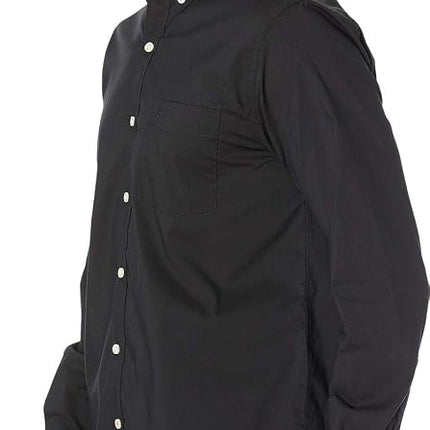 Dockers Men's Classic Fit Long Sleeve Signature Comfort Flex Shirt (Standard and Big & Tall) Button, Black-Solid, XXL