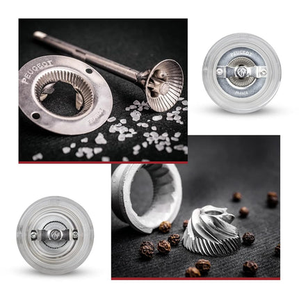 Peugeot - Nancy Manual Salt & Pepper Mill Set - Adjustable Grinders - Acrylic, Clear, 12 cm