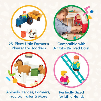 Battat Little Farmer's Playset Farm Animal Play Set, 25 Pieces, Toddler
