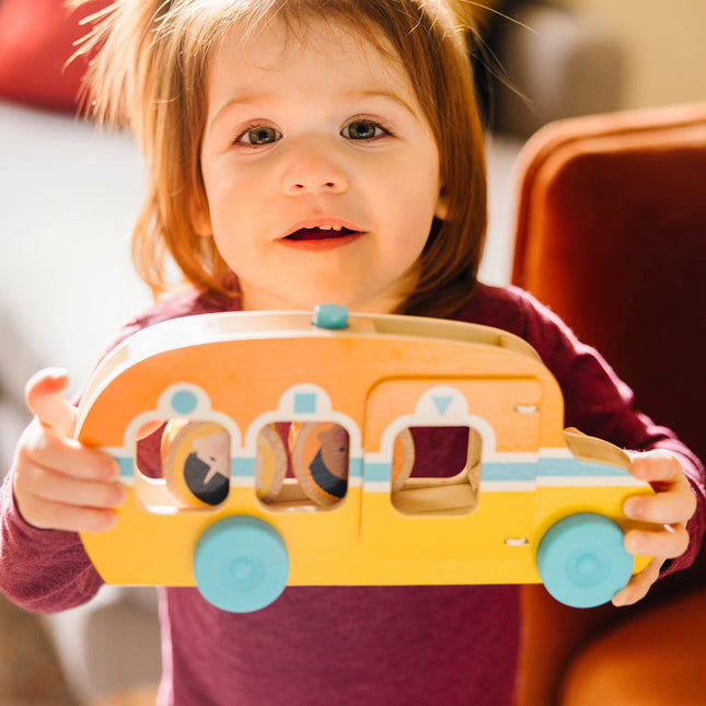 Melissa & Doug GO Tots Wooden Toy Race Bus (1 Bus, 3 Discs) with Collectible Characters | Wooden Toy for Infants | Developmental Toy for Toddlers | 0+| Gift for Baby Boys or Baby Girls - FSC Certified