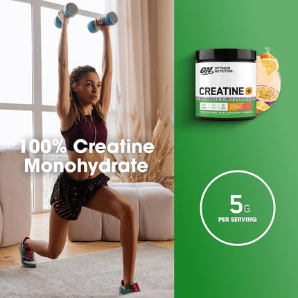 OPTIMUM NUTRITION Creatine+, Orange Passion Fruit, 360g, 3-in-1 Formula, 100% Pure Creatine Monohydrate, 370g Electrolytes, Added Vitamins B, C & D, 40 Serves