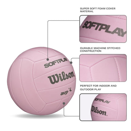 Wilson AVP Soft Play Volleyball, Official Size, Pink