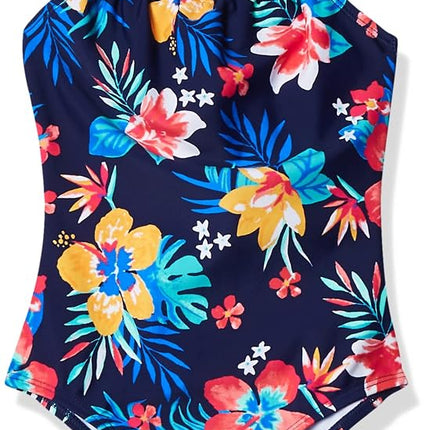 Kanu Surf Girls' Jasmine Beach Sport Halter One Piece Swimsuit, Brooke Navy, 14