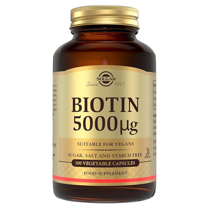 Solgar Biotin 5000 μg - 100 Veg Capsules - Pack of