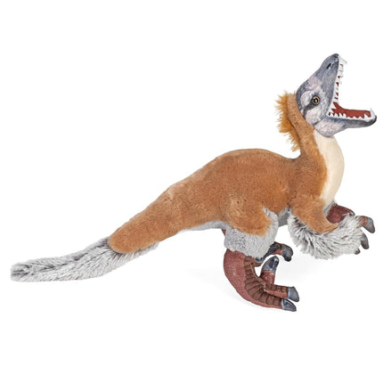 Wild Republic Artist Collection, Dinosaur Velociraptor, Gift for Kids, 15 inches, Plush Toy, Fill is Spun Recycled Water Bottles, Brown, Medium