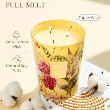 M&SENSE Orange Goji Scented Candle Home Decor, Extra Large 3 Wick Natural Soy Wax Candles for Home Scented, Christmas Candles Gift for Winter Holiday, 150 Hours Long Lasting Slow Burning, 990 g