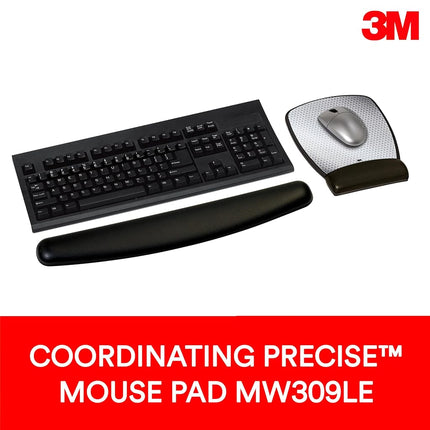 3M Gel Wrist Rest Leatherette Black WR309LE with Antimicrobial Product Protect