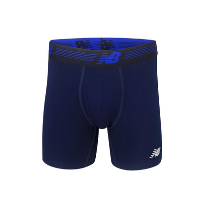 New Balance Men's 6" Boxer Brief Trunk Underpants Fly Front with Pouch Underwear 3-Pack, Black/Steel/Pigment, Medium