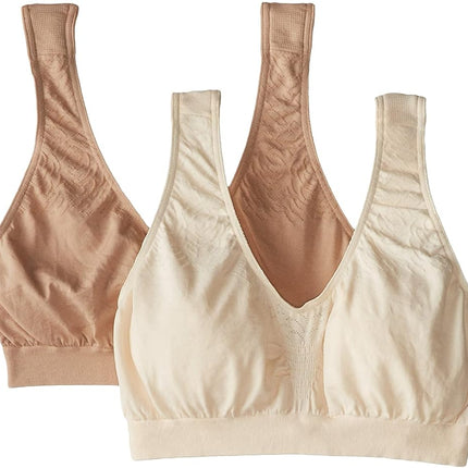 Bali Women's Comfort Revolution Crop Top, 2 Pack - Nude/Light Beige Combo, XL