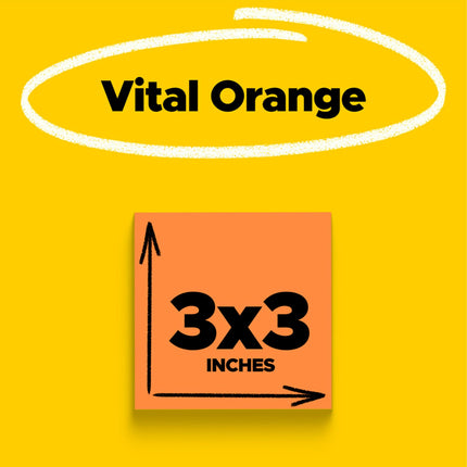 Post-it Notas Super Adhesivas, 76 x 76 mm, Naranja Neón, Paquete de 5 Blocs