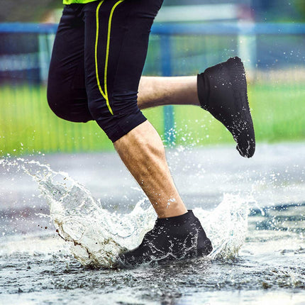 Shiwely Silicone Waterproof Shoe Covers, Upgrade Reusable Overshoes with Zipper, Resistant Rain Boots Non-Slip Washable Protection for Women, Men (M (Women 5.5-7.5, Men 5-6.5), Black)