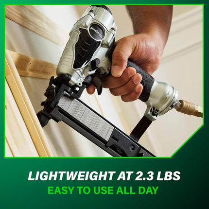 Metabo HPT Finish Stapler, 18 Gauge, 1/4-Inch Narrow Crown Staples, 1/2-Inch up to 1-1/2-Inch Staple Length, Pneumatic (N3804AB3)