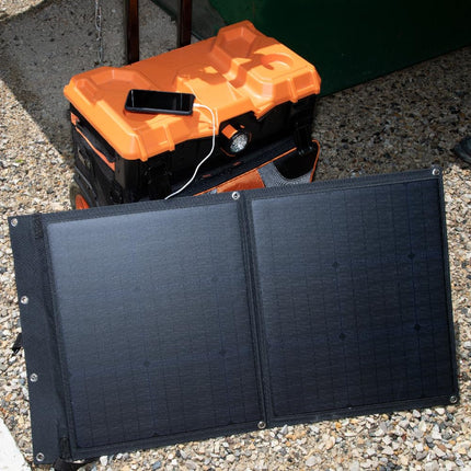 Klein Tools 29250 Solar Panel, 60 Watts, Foldable Solar Panel Charges Power Banks, Portable Batteries and Personal Electronics