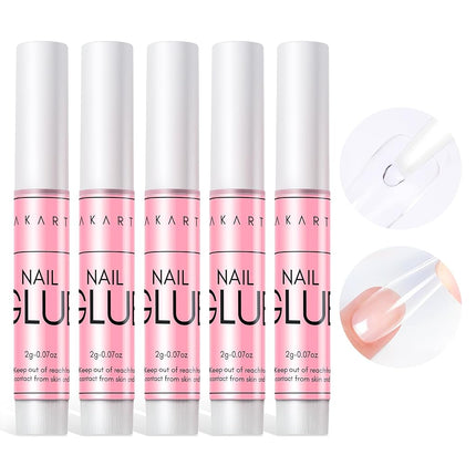 Makartt Strong Nail Glue, 5s Dries Quickly, No Need for Nail Lamp Cure, 5PCS Nail Glue Extra Strong For Acrylic Tips, Stick On Nails and False Nails, Long Lasting Nail Adhesive Glue for Fake Nails