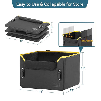 Dog Car Seats for Small Dogs, Puppy Stable Pet Car Seat for Car with Clip-On Leash, Fleece Liner Perfect for Small Pets Up to 25lbs (Black and Yellow)