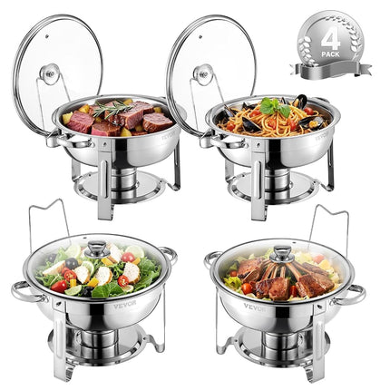 VEVOR Chafing Dish Buffet Set, 5 Qt 4 Pack, Stainl
