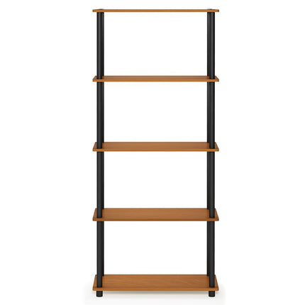 Furinno TURN-N-TUBE 5-Tier Tool-Free Corner Shelf, Light Cherry