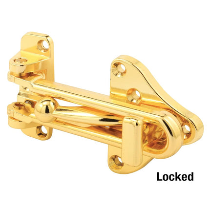 Prime-Line U 11315 Swing Bar Door Guard with High Security Auxiliary Lock, Brass Finish (Single Pack)