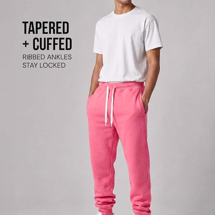 Southpole Men's 1570 Basic Active Fleece Jogger Sweatpants, Deep Pink, XXL