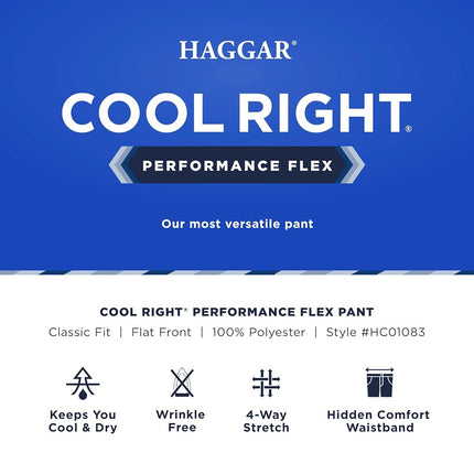 Haggar Men's PLN Cool Right Pant, Dark Grey, 34 X 30
