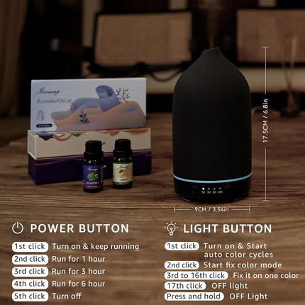 Gooamp Ceramic Essential Oil Diffuser for Home 200ML Humidifier