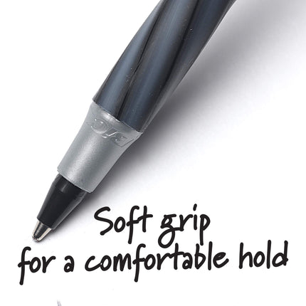 Stylos à bille BIC Round Stic Grip Xtra Comfort, Pointe Moyenne (1,2 mm), Noirs, Prise en main Souple pour un Confort et un Contrôle Accrus, Pack de 36 (GSMG361-BLK) (Lot de 18, 648 au Total)