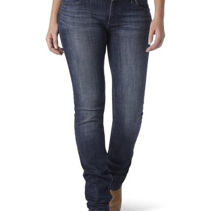 Wrangler Women's Western Mid Rise Stretch Straight Leg Jean, Dark Stone, 19W x 34L