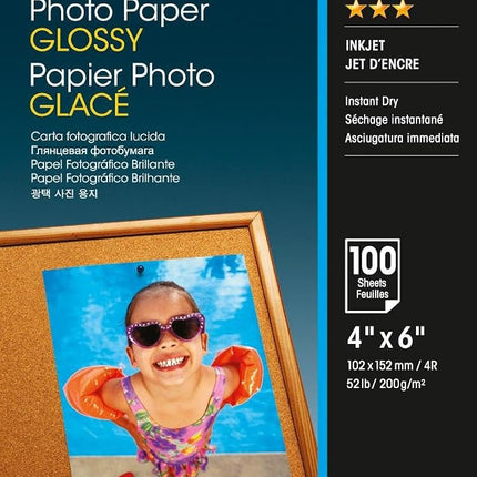 Epson 4 inch x 6 inch Photo Paper Glossy - 100 She