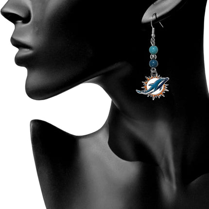 Siskiyou Sports NFL Miami Dolphins Fan Bead Dangle Earrings