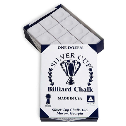 One Dozen White Silver Cup Pool Cue Chalk by Silve