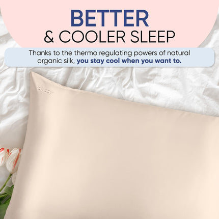 Blissy Silk Pillowcase - 100% Pure Mulberry Silk - 22 Momme 6A High-Grade Fibers - Silk Pillow Cover for Hair & Skin - Regular, Queen & King (Champagne, King)