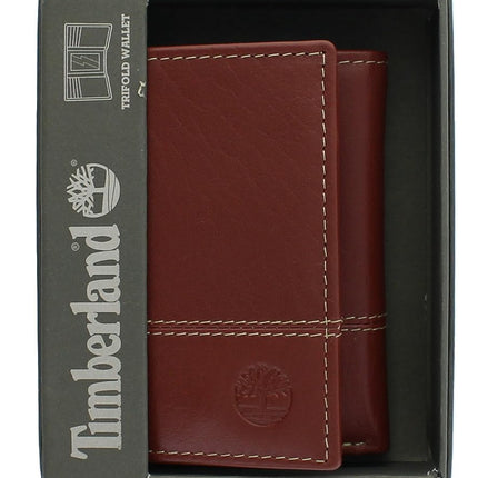 Timberland Men's Leather RFID Blocking Trifold Wallet Travel Accessory-Tri-Fold, Cognac, One Size