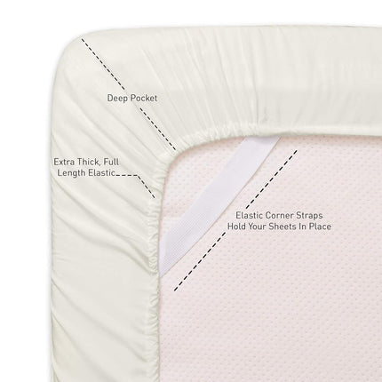 King Size Fitted Sheet Only with Full Elastic & Built in Corner Sheet Straps to Prevent Shifting - Soft & Breathable Brushed Microfiber Bottom Sheet, King, Ivory